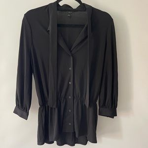 Ann Taylor black peplum button down top sz petite small